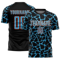 Network Splash Abstract Uniform Blue-Orange Custom Black Soccer Jersey Sky Sublimation