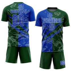 Pattern Graffiti Sublimation Custom Thunder Soccer Uniform Jersey Blue-Green Scratch