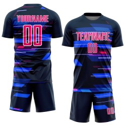 Geometric Shapes Jersey Soccer Custom Navy Pink-White Sublimation Uniform Geometric Shapes Jersey Soccer Custom Navy Pink-White Sublimation Uniform