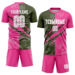 Scratch Pattern Soccer Uniform Graffiti Jersey Sublimation Custom Olive-Pink