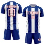 Sublimation Royal Custom Jersey Soccer White-Red Line Uniform