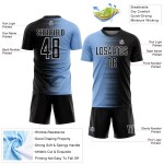 Sublimation Jersey Line Black Blue-White Light Gradient Custom Soccer Uniform