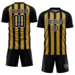 Custom Jersey Soccer Line Gold-White Black Uniform Sublimation Old