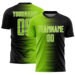Line Neon Custom Black Sublimation Gradient Uniform Soccer Jersey Green-White
