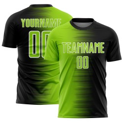 Line Neon Custom Black Sublimation Gradient Uniform Soccer Jersey Green-White
