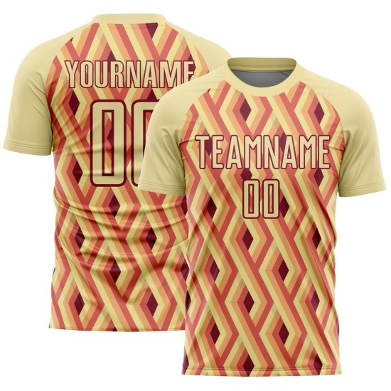 Sublimation Sand Custom Geometric Crimson Jersey Shapes Uniform Soccer