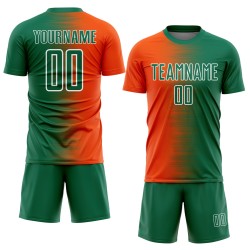 Gradient Kelly Jersey Soccer Green Line Uniform Sublimation Custom Orange-White