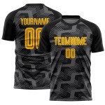 Gold-Steel Soccer Line Jersey Black Gray Custom Uniform Sublimation