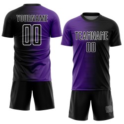 Line Gradient Jersey Purple-White Soccer Black Uniform Custom Sublimation