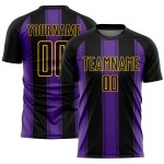 Custom Uniform Purple-Gold Soccer Line Black Sublimation Jersey