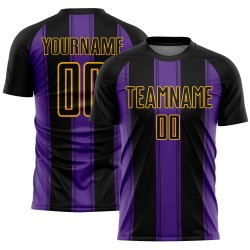 Custom Uniform Purple-Gold Soccer Line Black Sublimation Jersey
