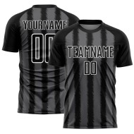 Black Jersey Uniform Line Sublimation Steel Custom Gray-White Soccer