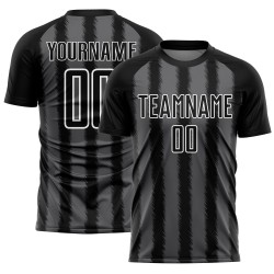 Black Jersey Uniform Line Sublimation Steel Custom Gray-White Soccer