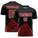 Uniform Jersey Lines Red-White Soccer Black Sublimation Custom
