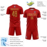 Gold Soccer Sublimation Jersey Uniform Old Custom Red