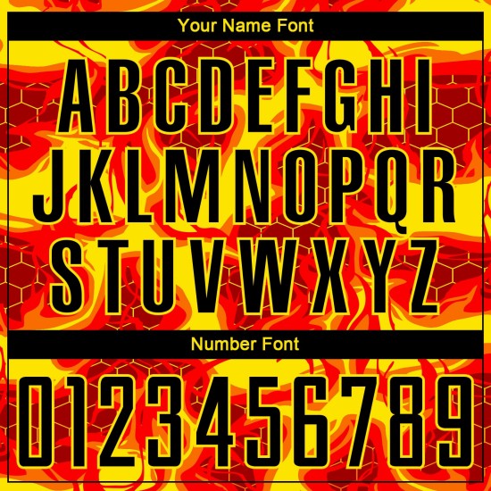 Jersey Yellow Black-Light Custom Soccer Sublimation Red Flame Uniform