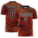 Line Black-White Orange Uniform Soccer Jersey Sublimation Custom