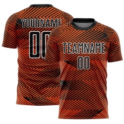 Line Black-White Orange Uniform Soccer Jersey Sublimation Custom
