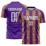 Sublimation Jersey Shape Uniform Purple Abstract White-Gold Custom Soccer