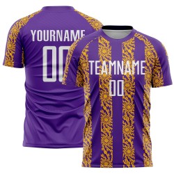Sublimation Jersey Shape Uniform Purple Abstract White-Gold Custom Soccer