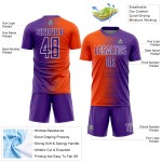 Gradient Jersey Uniform Sublimation Line Soccer Purple Custom Orange-White