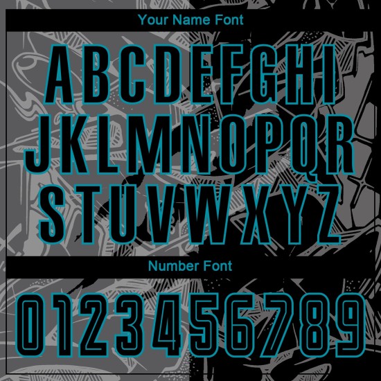 Graffiti Scratch Soccer Sublimation Black Uniform Gray-Teal Pattern Jersey Custom Steel