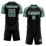 Lines Soccer Green-White Sublimation Jersey Custom Curved Wavy And Midnight Black Uniform