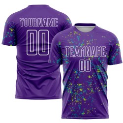Sublimation Purple Jersey Neon Abstract Soccer Art Green-Teal Custom Uniform Fragment