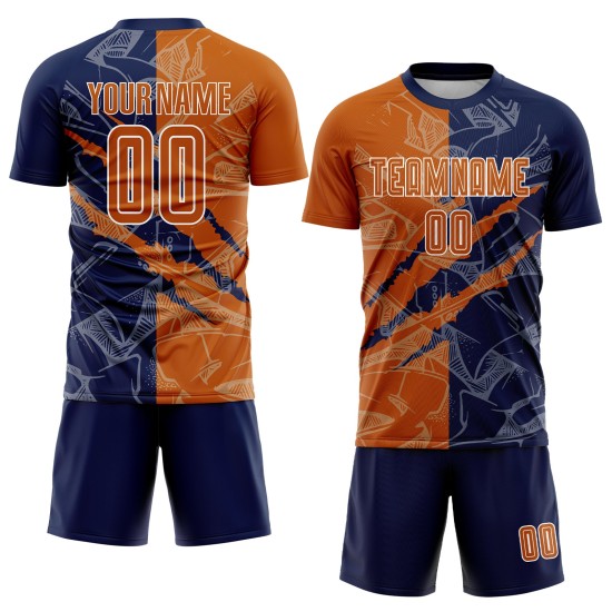 Jersey Texas Custom Pattern Scratch Orange-Navy Soccer Sublimation Uniform Graffiti