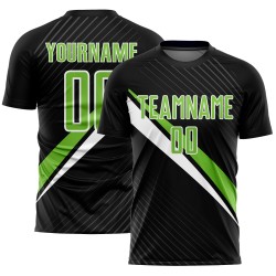 Jersey Uniform Black Green-White Neon Custom Sublimation Lines Soccer Diagonal