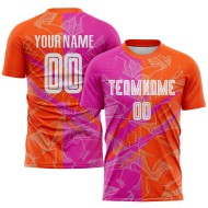 Custom Jersey Uniform Graffiti Pink-Orange Soccer Sublimation Pattern Deep Scratch