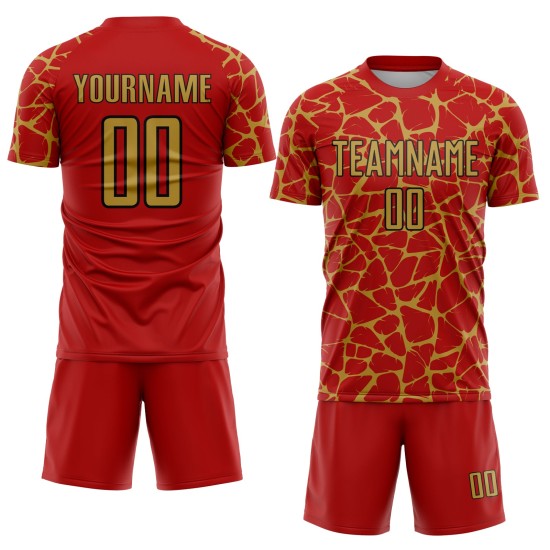 Sublimation Abstract Old Jersey Uniform Gold-Black Custom Splash Soccer Red Network