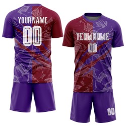 Sublimation Soccer Graffiti Pattern Maroon-Purple Custom Uniform Jersey Scratch