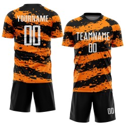 Uniform Soccer White-Bay Splash Black Sublimation Custom Jersey Orange