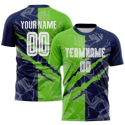 Pattern Jersey Custom Aurora Green-Navy Sublimation Soccer Scratch Graffiti Uniform