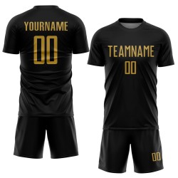 Black Old Soccer Custom Jersey Sublimation Uniform Gold