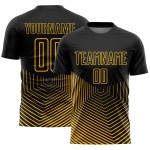 Sublimation Black Lines Uniform Gold Geometric Jersey Soccer Custom