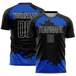 Uniform Black Blue-White Fragment Jersey Art Thunder Abstract Custom Soccer Sublimation