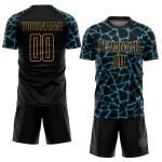 Sublimation Jersey Uniform Soccer Panther Custom Splash Black Abstract Blue-Old Gold Network Sublimation Jersey Uniform Soccer Panther Custom Splash Black Abstract Blue-Old Gold Network