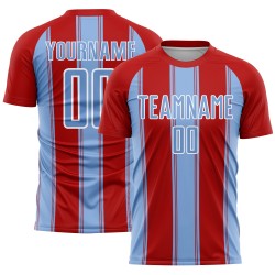 Custom Sublimation Red Soccer Line Jersey Blue-White Uniform Light