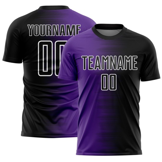 Line Gradient Jersey Purple-White Soccer Black Uniform Custom Sublimation