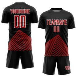 Uniform Jersey Lines Red-White Soccer Black Sublimation Custom Uniform Jersey Lines Red-White Soccer Black Sublimation Custom