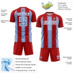 Custom Sublimation Red Soccer Line Jersey Blue-White Uniform Light