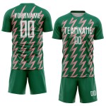 Jersey Sublimation Green Pink Shape Custom Zigzag Kelly Soccer Uniform White-Medium