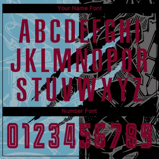 Pattern Blue Soccer Maroon Jersey Sublimation Black-Shadow Scratch Uniform Graffiti Custom