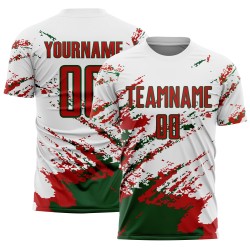 White Art Red-Green Soccer Fragment Custom Sublimation Uniform Jersey Abstract Splash