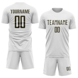 Soccer Uniform Jersey Olive Custom Sublimation White