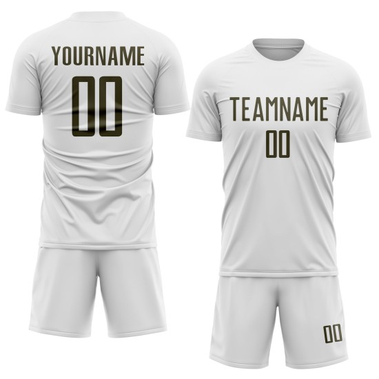 Soccer Uniform Jersey Olive Custom Sublimation White