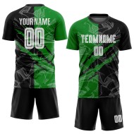 Black-Grass Soccer Scratch Uniform Graffiti Green Sublimation Jersey Pattern Custom