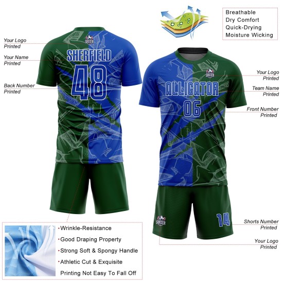 Pattern Graffiti Sublimation Custom Thunder Soccer Uniform Jersey Blue-Green Scratch
